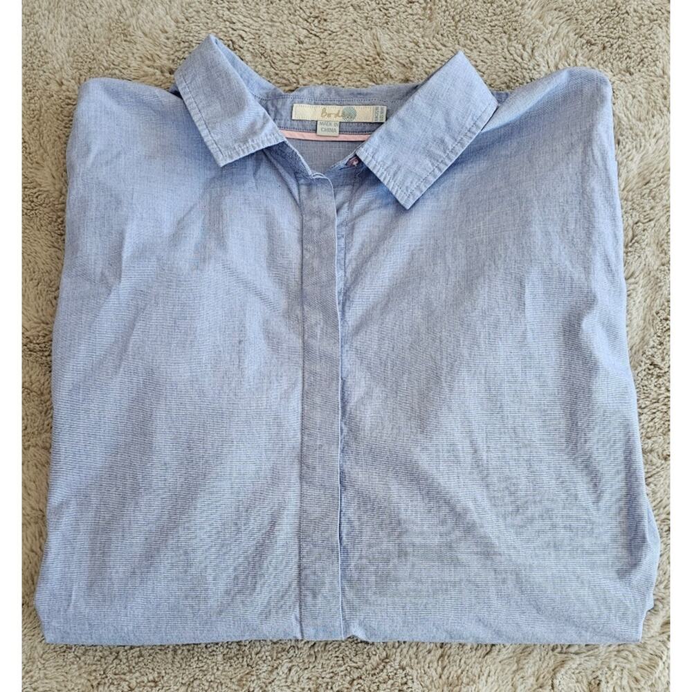 Boden Button Up Shirt Blue White Boyfriend 100% Cotton Women's Sz 18R - Picture 7 of 7